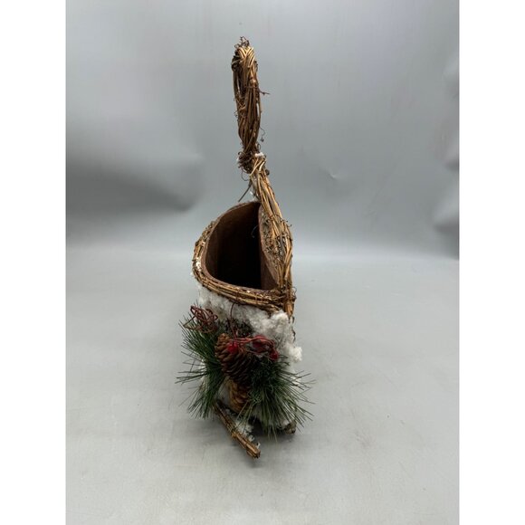 Rustic Birch Bark & Pine Cone Basket Handle Christmas decor wall handing READ - Picture 6 of 9